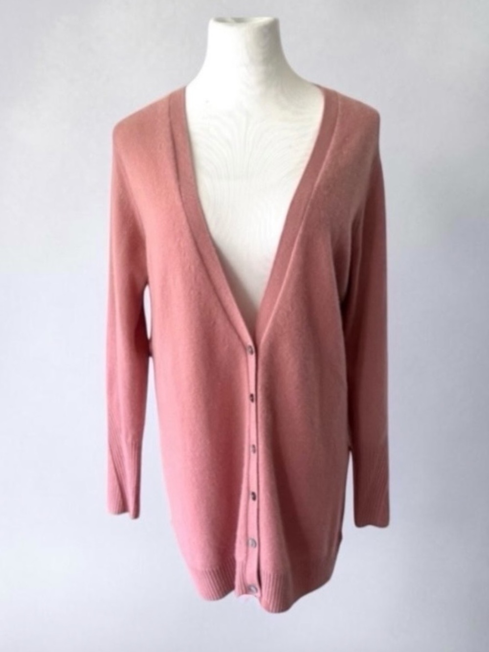 Pure Collection 100% Cashmere Boyfriend Cardigan Button Front Sweater Size 12